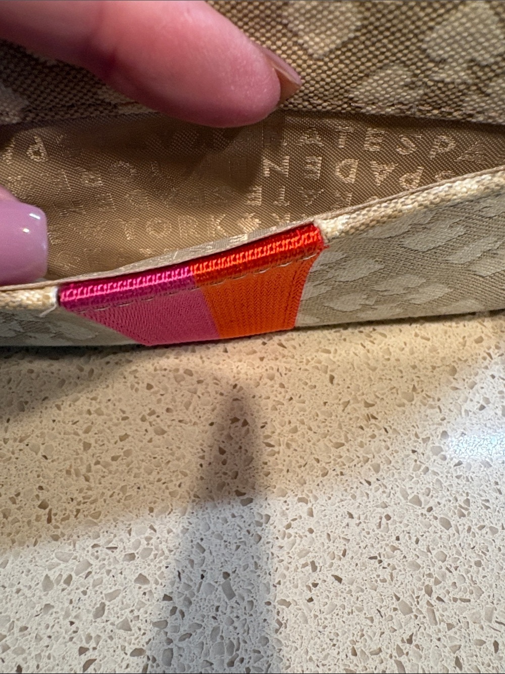 kate spade Linet Monogramed Beige Canvas & Leather Wristlet/Wallet Like New! - Picture 6 of 8
